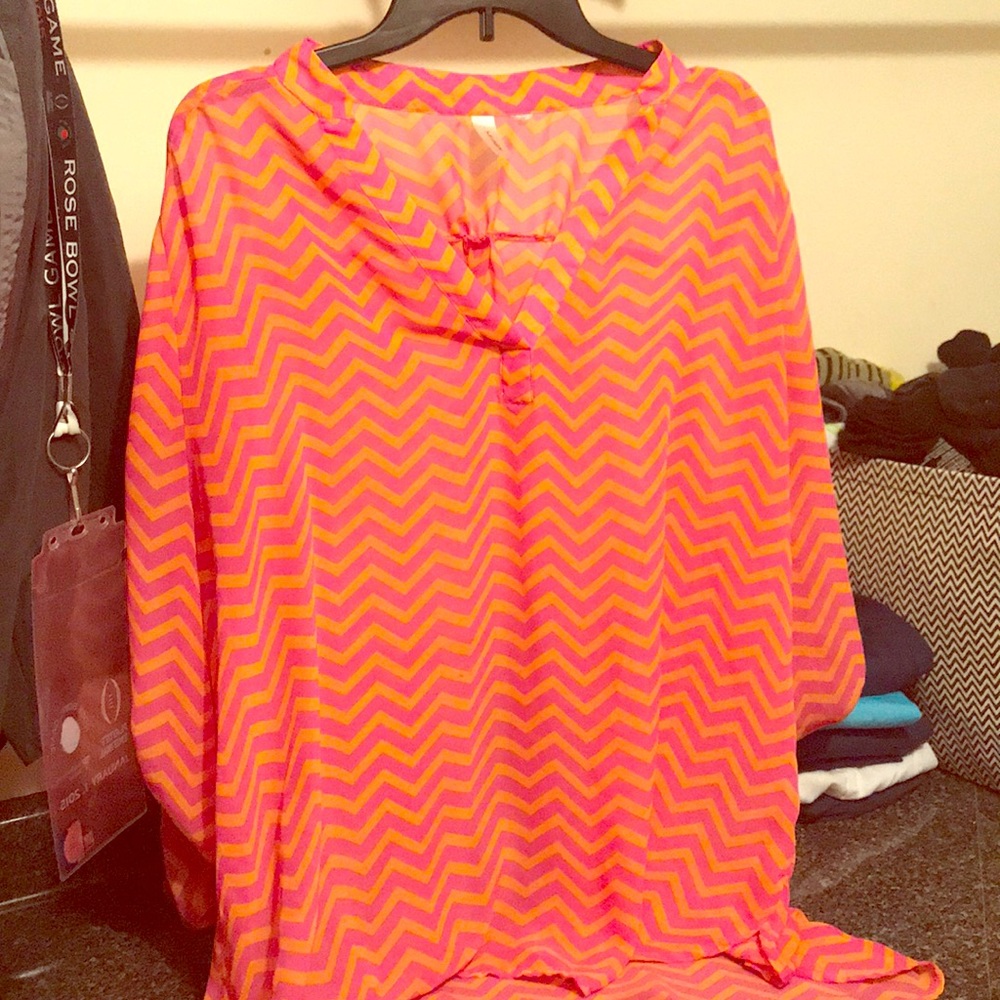 Bright pink and orange tunic